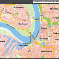 Düsseldorf-Mitte Übersichtskarte Vektorkarte, Karte Düsseldorf Mitte, Karte Düsseldorf Innenstadt, Karte Düsseldorf Zentrum, Karte Düsseldorf mit Gebäuden, Karte Düsseldorf AI-Datei download