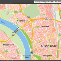 Düsseldorf-Mitte Übersichtskarte Vektorkarte, Karte Düsseldorf Mitte, Karte Düsseldorf Innenstadt, Karte Düsseldorf Zentrum, Karte Düsseldorf mit Gebäuden, Karte Düsseldorf AI-Datei download