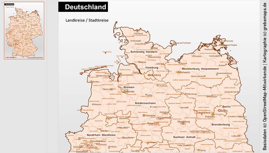 PowerPoint-Karte Deutschland Landkreise, Karte Landkreise Deutschland PowerPoint, PowerPoint-Landkarte Deutschland Landkreise