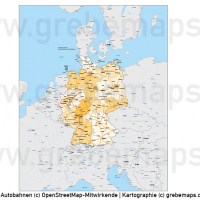 Deutschland Bundesländer Autobahnen Vektorkarte mit angrenzenden Ländern, Karte Deutschland Autobahnen, Karte Deutschland Flüsse, Karte Deutschland Bundesländer, Vektorkarte Deutschland Autobahnen, Vektorkarte Deutschland Städte