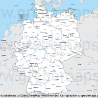 Deutschland Bundesländer Autobahnen Vektorkarte mit angrenzenden Ländern, Karte Deutschland Autobahnen, Karte Deutschland Flüsse, Karte Deutschland Bundesländer, Vektorkarte Deutschland Autobahnen, Vektorkarte Deutschland Städte