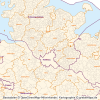 Karte Gemeinden Deutschland mit Landkreisen Vektorkarte (2019), Gemeindekarte Deutschland, Karte Gemeinden Deutschland, Vektorkarte Deutschland Gemeinden