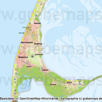 Sylt Vektorkarte Höhenschichten – Karte mit Gebäuden (DIN A4), Karte Sylt, Inselkarte Sylt, Vektorkarte Sylt für Print Druck download AI-Datei, Karte Vektor Sylt, Kartengrafik