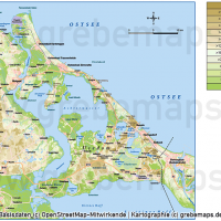 Usedom Inselkarte Vektorkarte Höhenschichten mit Gemeindegrenzen / Karte Insel Usedom / Basiskarte Usedom  / Übersichtskarte Usedom, Vektorkarte Usedom download, Inselkarte Usedom download Vektor AI, AI-Datei, Karte Insel Usedom Vektoren Gemeinden