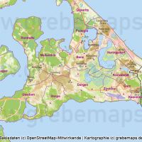 Usedom Inselkarte Vektorkarte Höhenschichten mit Gemeindegrenzen / Karte Insel Usedom / Basiskarte Usedom  / Übersichtskarte Usedom, Vektorkarte Usedom download, Inselkarte Usedom download Vektor AI, AI-Datei, Karte Insel Usedom Vektoren Gemeinden