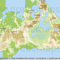 Usedom Inselkarte Vektorkarte Höhenschichten mit Gemeindegrenzen / Karte Insel Usedom / Basiskarte Usedom  / Übersichtskarte Usedom, Vektorkarte Usedom download, Inselkarte Usedom download Vektor AI, AI-Datei, Karte Insel Usedom Vektoren Gemeinden