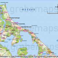 Usedom Inselkarte Vektorkarte Höhenschichten mit Gemeindegrenzen / Karte Insel Usedom / Basiskarte Usedom  / Übersichtskarte Usedom, Vektorkarte Usedom download, Inselkarte Usedom download Vektor AI, AI-Datei, Karte Insel Usedom Vektoren Gemeinden