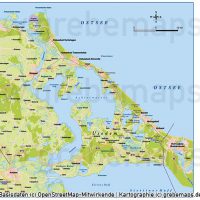 Usedom Vektorkarte Topographie mit Gemeindegrenzen, Karte Usedom Vektor download, Inselkarte Usedom AI-Datei, Inselkarte Usedom download, Karte Usedom download, Karte Vektor Usedom