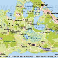 Usedom Vektorkarte Topographie mit Gemeindegrenzen, Karte Usedom Vektor download, Inselkarte Usedom AI-Datei, Inselkarte Usedom download, Karte Usedom download, Karte Vektor Usedom