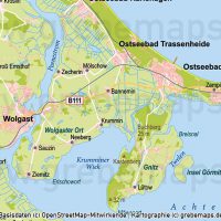 Usedom Vektorkarte Topographie mit Gemeindegrenzen, Karte Usedom Vektor download, Inselkarte Usedom AI-Datei, Inselkarte Usedom download, Karte Usedom download, Karte Vektor Usedom