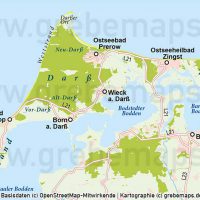 Karte Fischland-Darß-Zingst Vektorkarte (DIN lang) / Karte Fischland-Darß-Zingst / Basiskarte Fischland-Darß-Zingst / Übersichtskarte Fischland-Darß-Zingst, Karte Fischland Darß Zingst AI-Datei Vektorkarte download