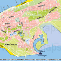 Norderney Ortsplan mit Gebäuden Vektorkarte / Karte Norderney / Ortsplan Norderney mit Gebäuden / Vektorkarte Norderney / Übersichtskarte Norderney, Karte Norderney Ortsplan download AI-Datei Vektorkarte Print Druck