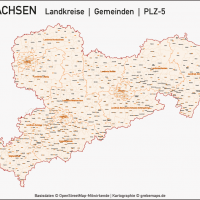 Sachsen Landkreise Gemeinden Postleitzahlen PLZ-5 Vektorkarte, Karte Sachsen Landkreise, Karte Sachsen Gemeinden, Karte Sachsen PLZ, Karte Sachsen Postleitzahlen, Karte Sachsen PLZ-5, Karte Sachsen PLZ 5-stellig, Bundelandkarte Sachsen, Vektorkarte Sachsen, Karte Vektor Sachsen