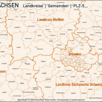 Sachsen Landkreise Gemeinden Postleitzahlen PLZ-5 Vektorkarte, Karte Sachsen Landkreise, Karte Sachsen Gemeinden, Karte Sachsen PLZ, Karte Sachsen Postleitzahlen, Karte Sachsen PLZ-5, Karte Sachsen PLZ 5-stellig, Bundelandkarte Sachsen, Vektorkarte Sachsen, Karte Vektor Sachsen