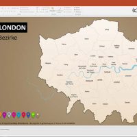 PowerPoint-Karte London Bezirke Boroughs, London PowerPoint-Karte Bezirke Boroughs, Stadtbezirke London Karte Powerpoint, Vektorkarte London Bezirke für Powerpoint