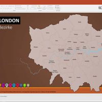 PowerPoint-Karte London Bezirke Boroughs, London PowerPoint-Karte Bezirke Boroughs, Stadtbezirke London Karte Powerpoint, Vektorkarte London Bezirke für Powerpoint