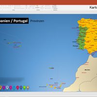 PowerPoint-Karte Spanien Portugal mit Provinzen, Karte PowerPoint Spanien, Karte PowerPoint Portugal