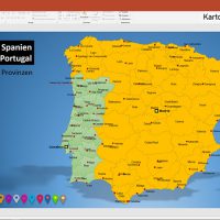 PowerPoint-Karte Spanien Portugal mit Provinzen, Karte PowerPoint Spanien, Karte PowerPoint Portugal