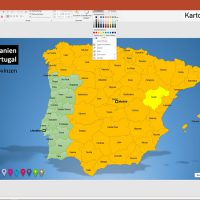 PowerPoint-Karte Spanien Portugal mit Provinzen, Karte PowerPoint Spanien, Karte PowerPoint Portugal