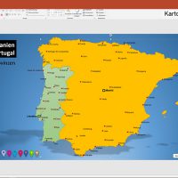 PowerPoint-Karte Spanien Portugal mit Provinzen, Karte PowerPoint Spanien, Karte PowerPoint Portugal