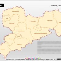 PowerPoint-Karte Sachsen Landkreise Gemeinden, Karte PowerPoint Sachsen Landkreise, Karte PowerPoint Sachsen Gemeinden