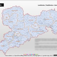 PowerPoint-Karte Sachsen Landkreise Gemeinden, Karte PowerPoint Sachsen Landkreise, Karte PowerPoint Sachsen Gemeinden