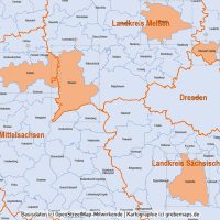 PowerPoint-Karte Sachsen Landkreise Gemeinden, Karte PowerPoint Sachsen Landkreise, Karte PowerPoint Sachsen Gemeinden