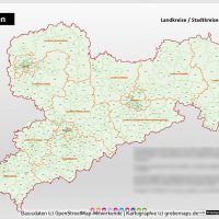 PowerPoint-Karte Sachsen Landkreise Gemeinden Postleitzahlen PLZ-5 (5-stellig), Karte PowerPoint Sachsen PLZ, Karte PowerPoint Sachsen Gemeinden, Karte PowerPoint Sachsen Landkreise