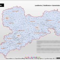 PowerPoint-Karte Sachsen Landkreise Gemeinden Postleitzahlen PLZ-5 (5-stellig), Karte PowerPoint Sachsen PLZ, Karte PowerPoint Sachsen Gemeinden, Karte PowerPoint Sachsen Landkreise