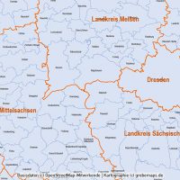 PowerPoint-Karte Sachsen Landkreise Gemeinden Postleitzahlen PLZ-5 (5-stellig), Karte PowerPoint Sachsen PLZ, Karte PowerPoint Sachsen Gemeinden, Karte PowerPoint Sachsen Landkreise