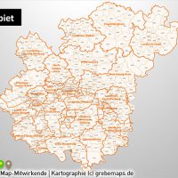 PowerPoint-Karte Rhein-Main-Gebiet Postleitzahlen PLZ-5 (PLZ 5-stellig) mit Landkreisen, Karte PowerPoint Rhein-Main-Gebiet PLZ Landkreise, PowerPoint-Landkarte Rhein-Main PLZ