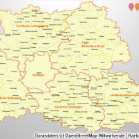 PowerPoint-Karte Region Stuttgart Gemeinden Landkreise, Karte PowerPoint Region Stuttgart Gemeinden, Karte PowerPoint Region Stuttgart Landkreise, Vektorkarte PowerPoint Region Stuttgart Gemeinden Landkreise