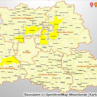 PowerPoint-Karte Region Stuttgart Gemeinden Landkreise, Karte PowerPoint Region Stuttgart Gemeinden, Karte PowerPoint Region Stuttgart Landkreise, Vektorkarte PowerPoint Region Stuttgart Gemeinden Landkreise