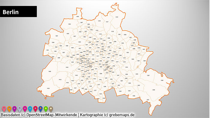 PowerPoint-Karte Postleitzahlen PLZ-5 Berlin