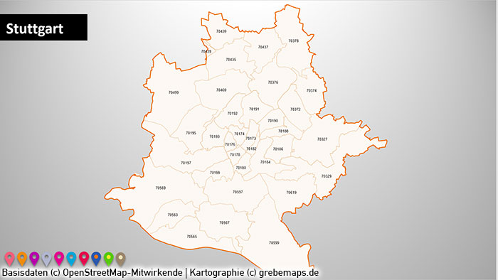 PowerPoint-Karte PLZ-5-Stadtkarten Postleitzahlen 5-stellig Deutschland