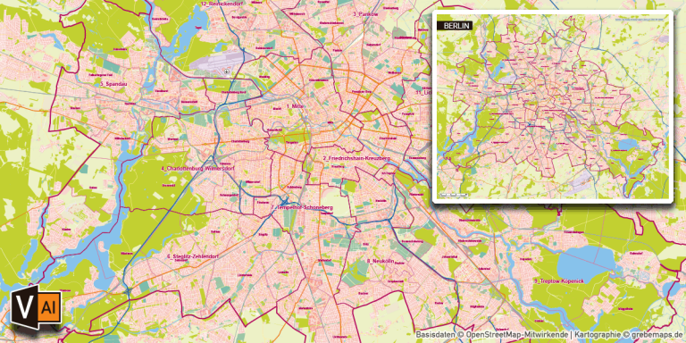 Postleitzahlenkarte Berlin Archive - grebemaps® B2B-KartenShop
