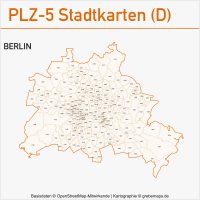 Postleitzahlenkarte PLZ-Karte Vektorkarte Karte PLZ Berlin