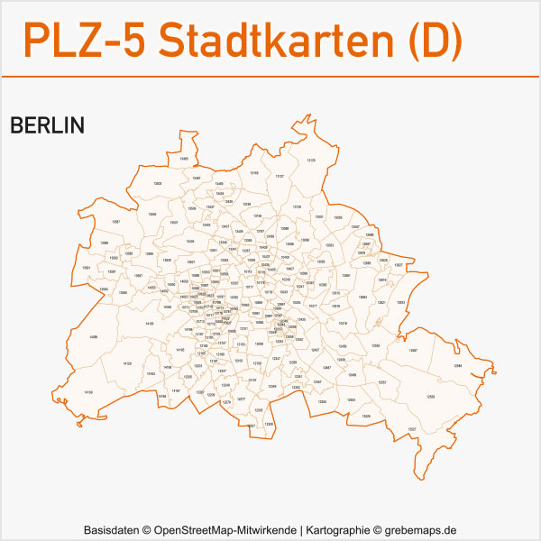 Postleitzahlenkarte PLZ-Karte Vektorkarte Karte PLZ Berlin