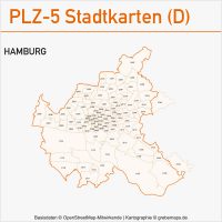 Postleitzahlenkarte PLZ-Karte Vektorkarte Karte PLZ Hamburg