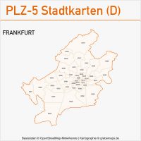 Postleitzahlenkarte PLZ-Karte Vektorkarte Karte PLZ Frankfurt