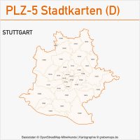 Postleitzahlenkarte PLZ-Karte Vektorkarte Karte PLZ Stuttgart