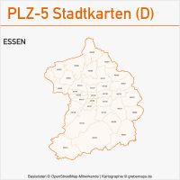 Postleitzahlenkarte PLZ-Karte Vektorkarte Karte PLZ Essen