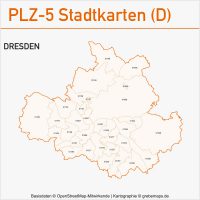 Postleitzahlenkarte PLZ-Karte Vektorkarte Karte PLZ Dresden