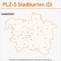 Postleitzahlenkarte PLZ-Karte Vektorkarte Karte PLZ Hannover