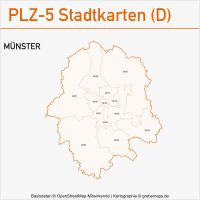 Postleitzahlenkarte PLZ-Karte Vektorkarte Karte PLZ Münster