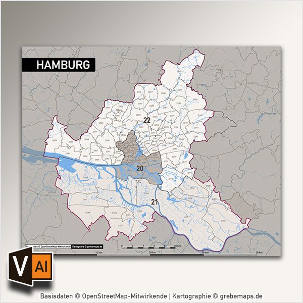 Hamburg Postleitzahlen-Karte PLZ-5 Vektorkarte, Karte Hamburg Postleitzahlen, Karte Hamburg PLZ, Karte Hamburg PLZ-5, Karte Hamburg PLZ 5-stellig, , Vektor-Karte Hamburg, Karte Vektor Hamburg AI-Datei download