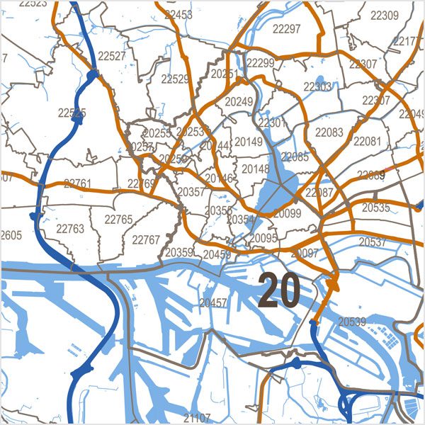 Hamburg Postleitzahlen-Karte PLZ-5 Vektorkarte, Karte Hamburg Postleitzahlen, Karte Hamburg PLZ, Karte Hamburg PLZ-5, Karte Hamburg PLZ 5-stellig, , Vektor-Karte Hamburg, Karte Vektor Hamburg AI-Datei download