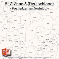 PowerPoint-Karte Deutschland Postleitzahlen 5-stellig PLZ-Zone-6, Karte PowerPoint PLZ Deutschland