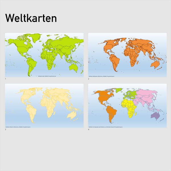 PowerPoint-Karte Welt Weltkarten, Welt PowerPoint-Karten, Weltkarte Gall PowerPoint-Karte, Weltkarte Mollweide PowerPoint-Karte, Weltkarte PowerPoint-Karte, Weltkarte Robinson PowerPoint-Karte