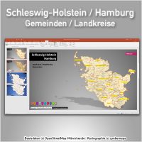 PowerPoint-Karte Schleswig-Holstein Hamburg Gemeinden Landkreise, Karte PowerPoint Schleswig-Holstein Gemeinden, Karte PowerPoint Schleswig-Holstein Landkreise, Karte PowerPoint SH Gemeinden, Karte Bundesland Schleswig-Holstein Gemeinden PowerPoint